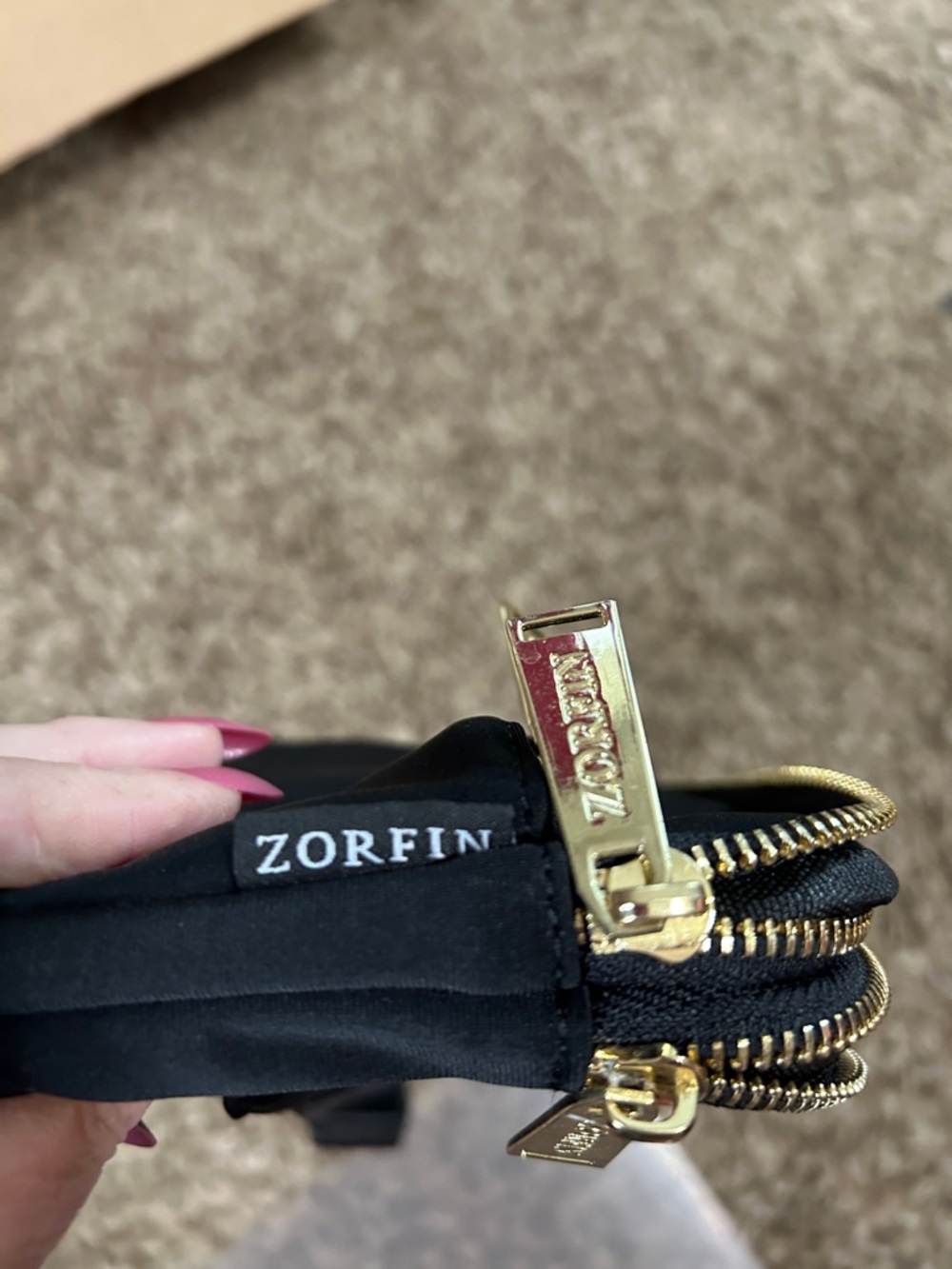 Men's Black Belt Bag with Gold Hardware - Picture 3 of 5